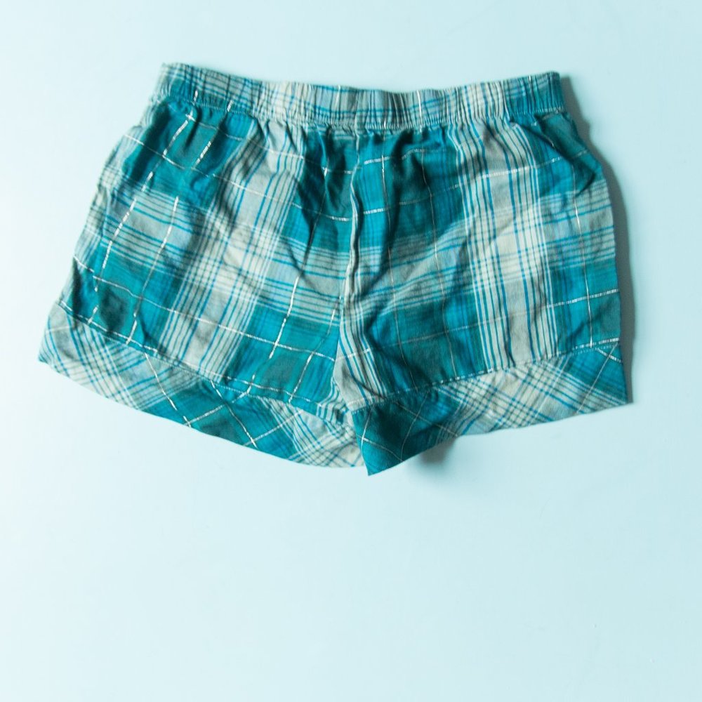 Victoria's Secret Turquoise Blue Plaid Short Sleeve Shorts Pajama Set Size Small - Picture 11 of 11